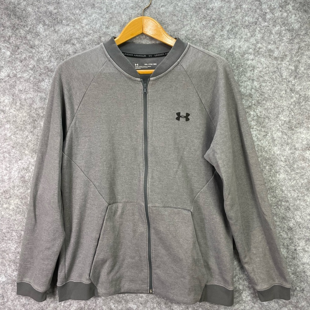 Under Armour Jacket Mens 2XL Gray Full Zip  Athletic Performance Lightweight